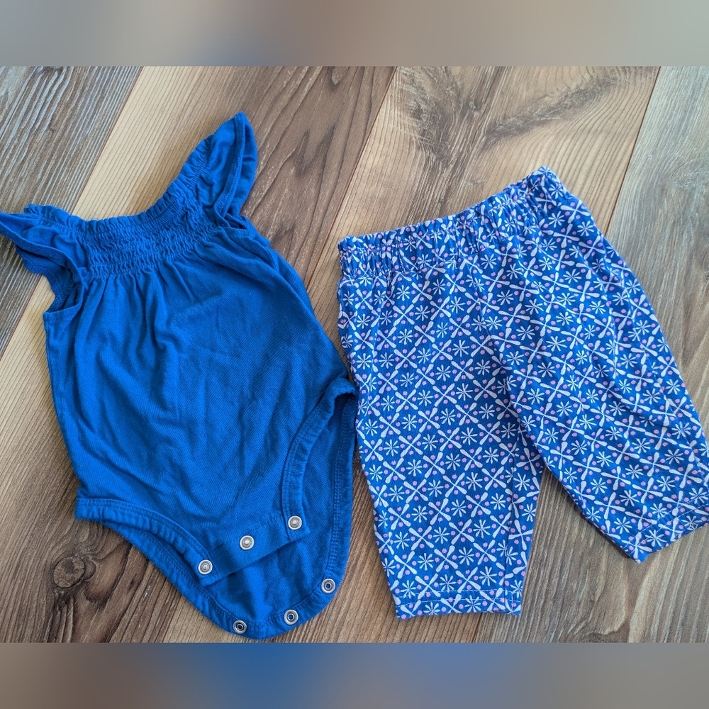 Carter's Baby Girl Sleeveless One-Piece and Pants Set Blue Pink White 3 Months